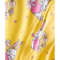 Babyhug Cotton Knit Full Sleeves Footed Sleepsuit With Animal Print - Yellow
