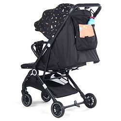 Babyhug Portable Baby Stroller with One-hand Z Compact Fold - Black| Pram for Newborn| Concealed Linked Brake| Swivel Wheels| 5 point Safety Harness| Air Cabin Friendly|