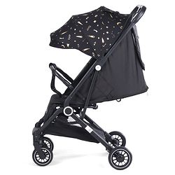 Babyhug Portable Baby Stroller with One-hand Z Compact Fold - Black| Pram for Newborn| Concealed Linked Brake| Swivel Wheels| 5 point Safety Harness| Air Cabin Friendly|