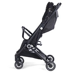 Babyhug Portable Baby Stroller with One-hand Z Compact Fold - Black| Pram for Newborn| Concealed Linked Brake| Swivel Wheels| 5 point Safety Harness| Air Cabin Friendly|