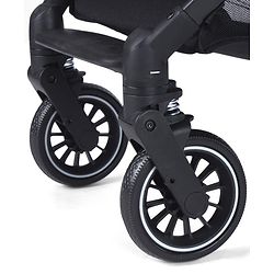 Babyhug Portable Baby Stroller with One-hand Z Compact Fold - Black| Pram for Newborn| Concealed Linked Brake| Swivel Wheels| 5 point Safety Harness| Air Cabin Friendly|
