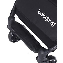 Babyhug Portable Baby Stroller with One-hand Z Compact Fold - Black| Pram for Newborn| Concealed Linked Brake| Swivel Wheels| 5 point Safety Harness| Air Cabin Friendly|