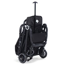 Babyhug Portable Baby Stroller with One-hand Z Compact Fold - Black| Pram for Newborn| Concealed Linked Brake| Swivel Wheels| 5 point Safety Harness| Air Cabin Friendly|