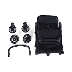 Babyhug Portable Baby Stroller with One-hand Z Compact Fold - Black| Pram for Newborn| Concealed Linked Brake| Swivel Wheels| 5 point Safety Harness| Air Cabin Friendly|