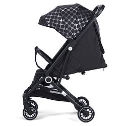Babyhug Portable Baby Stroller with One-hand Z Compact Fold - Black| Pram for Newborn| Concealed Linked Brake| Swivel Wheels| 5 point Safety Harness| Air Cabin Friendly|