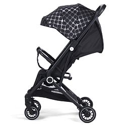 Babyhug Portable Baby Stroller with One-hand Z Compact Fold - Black| Pram for Newborn| Concealed Linked Brake| Swivel Wheels| 5 point Safety Harness| Air Cabin Friendly|
