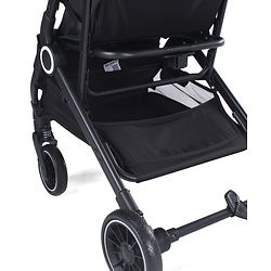 Babyhug Portable Baby Stroller with One-hand Z Compact Fold - Black| Pram for Newborn| Concealed Linked Brake| Swivel Wheels| 5 point Safety Harness| Air Cabin Friendly|