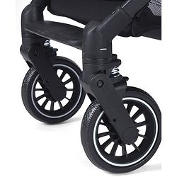 Babyhug Portable Baby Stroller with One-hand Z Compact Fold - Black| Pram for Newborn| Concealed Linked Brake| Swivel Wheels| 5 point Safety Harness| Air Cabin Friendly|