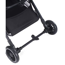 Babyhug Portable Baby Stroller with One-hand Z Compact Fold - Black| Pram for Newborn| Concealed Linked Brake| Swivel Wheels| 5 point Safety Harness| Air Cabin Friendly|