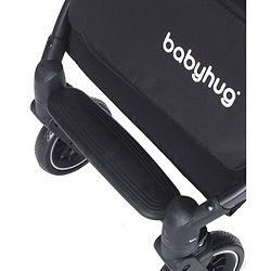 Babyhug Portable Baby Stroller with One-hand Z Compact Fold - Black| Pram for Newborn| Concealed Linked Brake| Swivel Wheels| 5 point Safety Harness| Air Cabin Friendly|