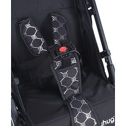 Babyhug Portable Baby Stroller with One-hand Z Compact Fold - Black| Pram for Newborn| Concealed Linked Brake| Swivel Wheels| 5 point Safety Harness| Air Cabin Friendly|