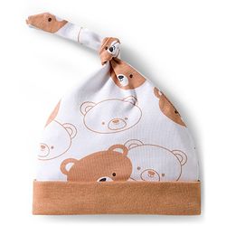 Babyhug 100% Cotton Interlock Knit Full Sleeves Animal Printed Onesies With Leggings & Cap - Brown