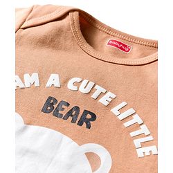 Babyhug 100% Cotton Interlock Knit Full Sleeves Animal Printed Onesies With Leggings & Cap - Brown