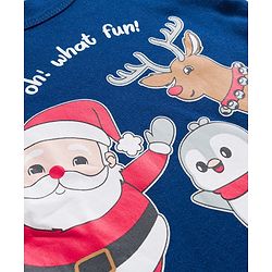 Babyhug 100% Cotton Knit Full Sleeves Onesie With Santa Claus Print - Navy Blue