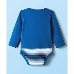 Babyhug 100% Cotton Interlock Knit Full Sleeves Onesies With Animal Print - Navy Blue