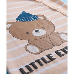 Babyhug 100% Cotton Interlock Knit Full Sleeves Romper With Animal Print - Brown