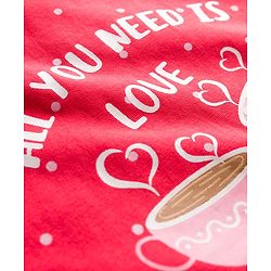 Babyhug Cotton Knit Full Sleeves Nighty With Text Print - Red