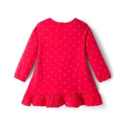Babyhug Cotton Knit Full Sleeves Nighty With Text Print - Red