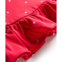 Babyhug Cotton Knit Full Sleeves Nighty With Text Print - Red