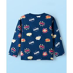 Babyhug 100% Cotton Full Sleeves T-Shirt With Text Print Pack Of 3 - White Navy Blue & Red