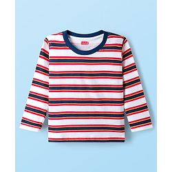 Babyhug 100% Cotton Full Sleeves T-Shirt With Text Print Pack Of 3 - White Navy Blue & Red