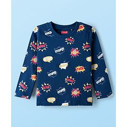Babyhug 100% Cotton Full Sleeves T-Shirt With Text Print Pack Of 3 - White Navy Blue & Red
