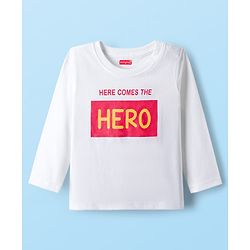 Babyhug 100% Cotton Full Sleeves T-Shirt With Text Print Pack Of 3 - White Navy Blue & Red