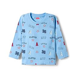 Babyhug 100% Cotton Single Jersey Knit Full Sleeves T-Shirt With Text Print Pack Of 3 - Red Light Blue & Blue