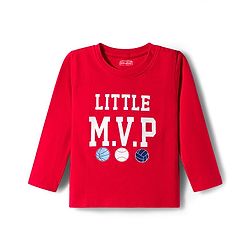 Babyhug 100% Cotton Single Jersey Knit Full Sleeves T-Shirt With Text Print Pack Of 3 - Red Light Blue & Blue