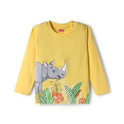 Babyhug 100% Cotton Single Jersey Knit Full Sleeves T-Shirt With Animal Print Pack Of 3 - Yellow Light Green & White