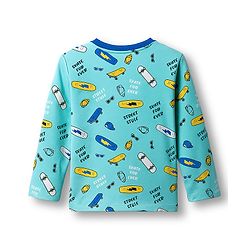 Babyhug 100% Cotton Knit Full Sleeves Striped & Printed T-Shirts Pack of 3 - Multicolor