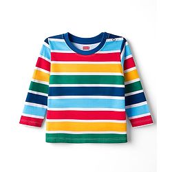 Babyhug 100% Cotton Knit Full Sleeves Striped & Dino Printed T-Shirts Pack of 3 - Navy Blue & Yellow