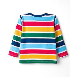 Babyhug 100% Cotton Knit Full Sleeves Striped & Dino Printed T-Shirts Pack of 3 - Navy Blue & Yellow