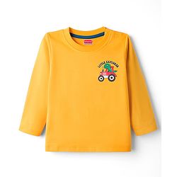 Babyhug 100% Cotton Knit Full Sleeves Striped & Dino Printed T-Shirts Pack of 3 - Navy Blue & Yellow