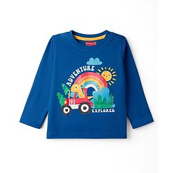 Babyhug 100% Cotton Knit Full Sleeves Striped & Dino Printed T-Shirts Pack of 3 - Navy Blue & Yellow