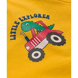Babyhug 100% Cotton Knit Full Sleeves Striped & Dino Printed T-Shirts Pack of 3 - Navy Blue & Yellow