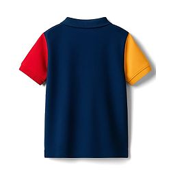Babyhug Cotton Knit Half Sleeves Cut & Sew Polo T-Shirt with Text Graphic - Multicolor