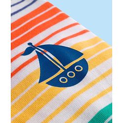 Babyhug Cotton Knit Half Sleeves Striped Polo T-Shirt with Ship Graphic - Multicolor