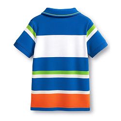 Babyhug Cotton Knit Half Sleeves Striped Polo T-Shirt with Text Graphic - Multicolor