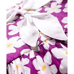Babyhug Woven Sleeveless Frock with Floral Print - Purple
