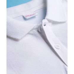 Babyhug Cotton Knit Half Sleeves Solid Colour Polo T-Shirt  - White