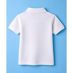 Babyhug Cotton Knit Half Sleeves Solid Colour Polo T-Shirt  - White