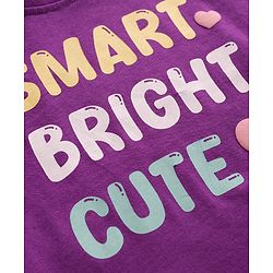 Babyhug Cotton Knit Full Sleeves Night Suit With Text Print - Purple