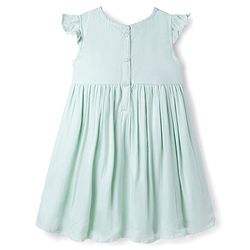 Babyhug Woven Sleeveless Frock with Floral Embroidery - Mint
