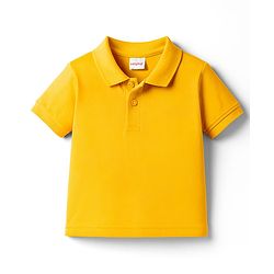 Babyhug Cotton Knit Half Sleeves Solid Colour Polo T-Shirt  - White