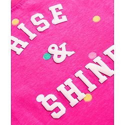 Babyhug Cotton Knit Full Sleeves Night Suit With Text Print - Pink