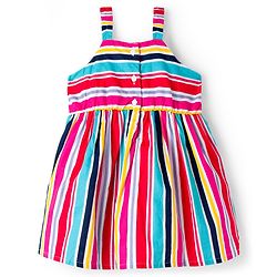 Babyhug Cotton Woven Sleeveless Striped Frock - Multicolor