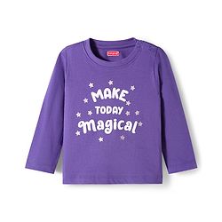 Babyhug Cotton Knit Full Sleeves Night Suit With Text Print - Navy Blue