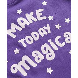 Babyhug Cotton Knit Full Sleeves Night Suit With Text Print - Navy Blue