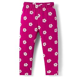 Babyhug Cotton Knit Full Sleeves Night Suit With Animal Print - Dark Pink